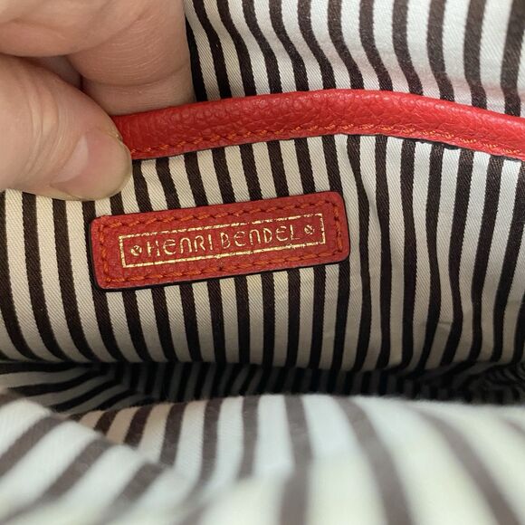 Henri Bendel New York Influencer Mini Convertible Backpack Poinsettia Red Coral - Picture 15 of 16